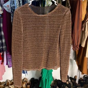 Sheer Long Sleeve Glitter Top | Size : M